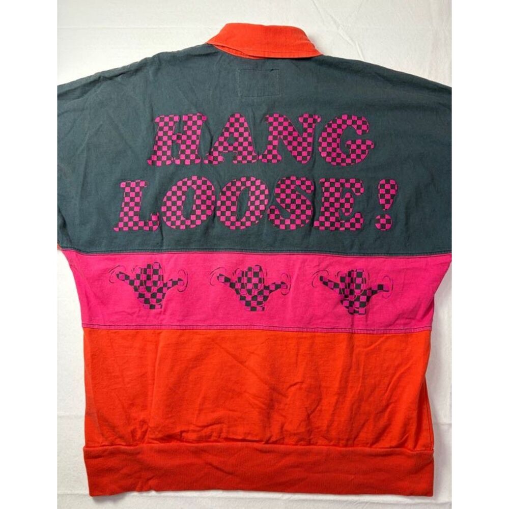 Spirit Jersey Hang Loose Shaka Colorblock Quarter Zip Pullover USA Made Small